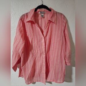 Madison & Max Tropical Bloom Shear Top long sleeve